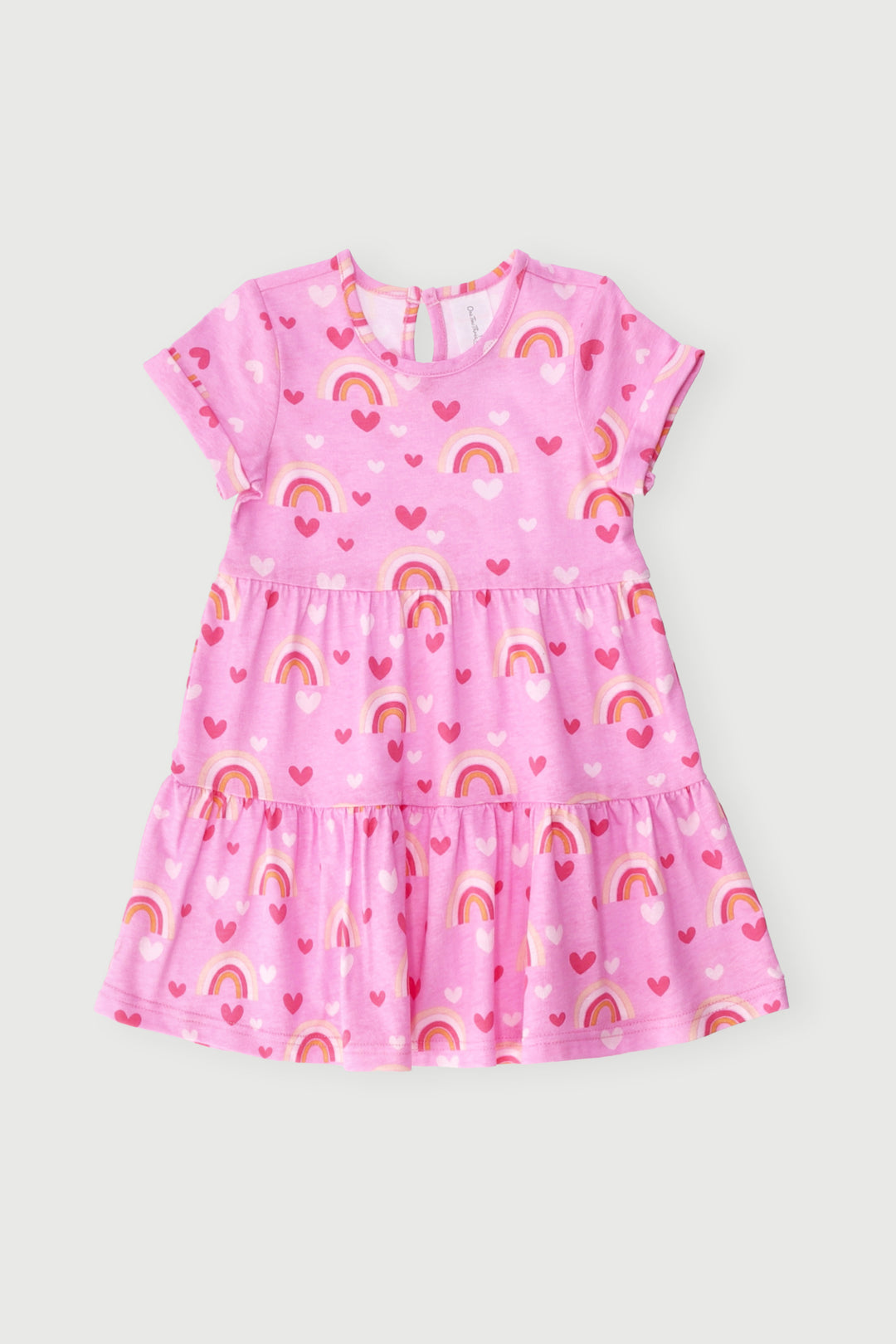 Baby Girls Rainbow Tiered Dress - Pink