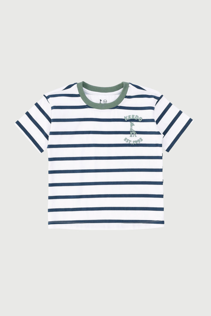 Keedo Boys Fashion Stripe Tee - White
