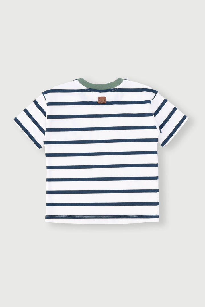 Keedo Boys Fashion Stripe Tee - White