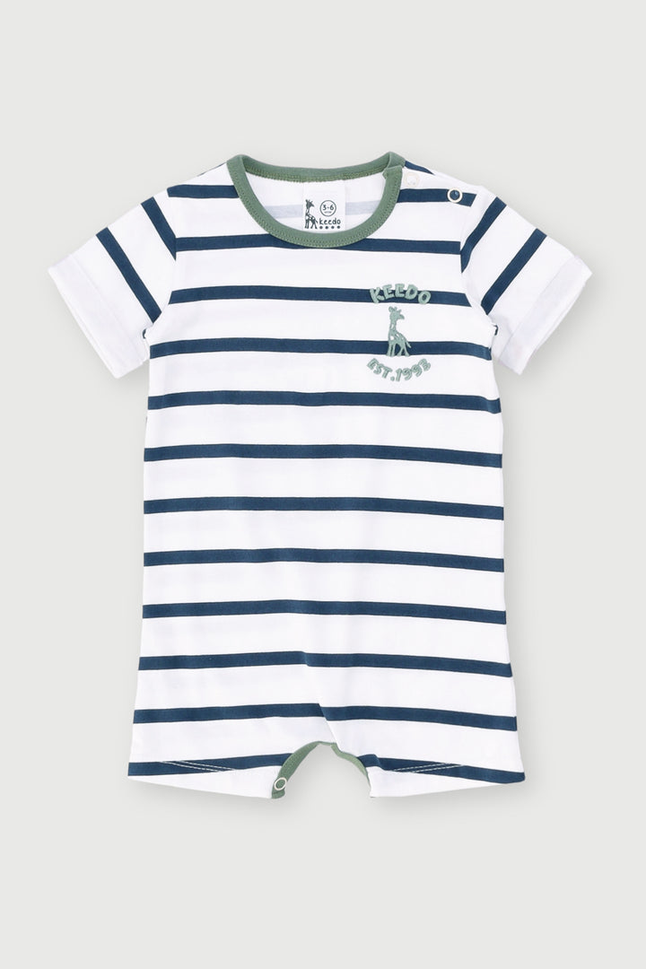 Keedo Baby Boys Stripe Romper - White