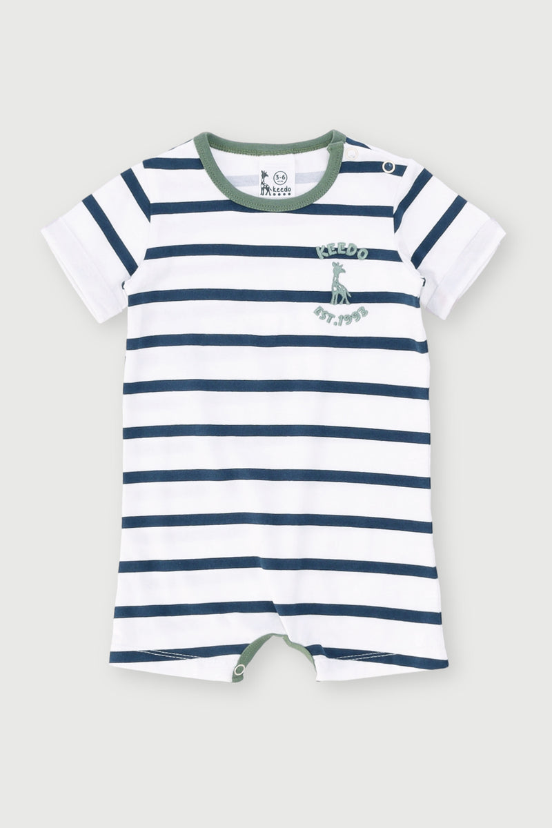 Keedo Baby Boys Stripe Romper - White