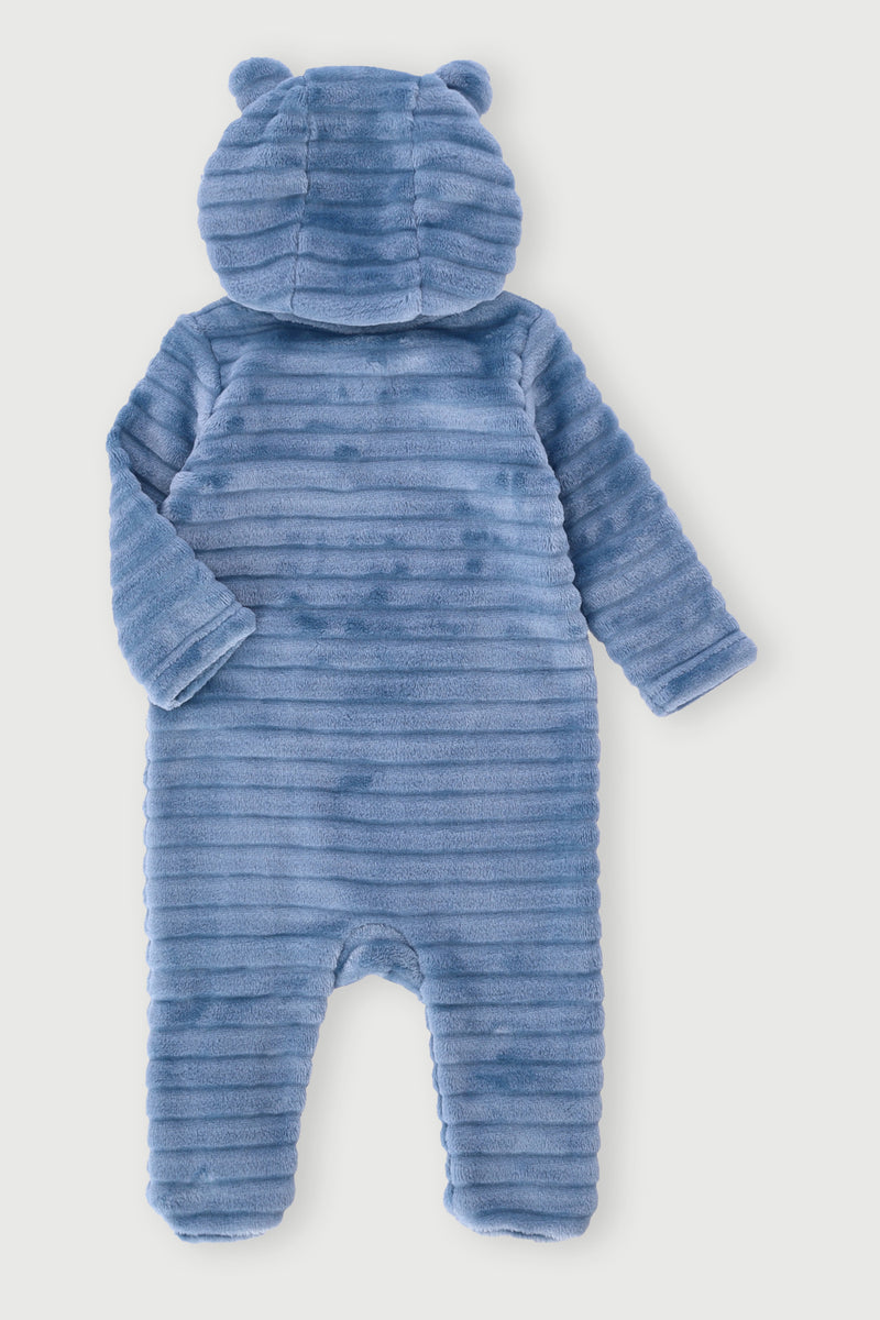 Baby Boys Embossed Hooded Babygrow - Blue
