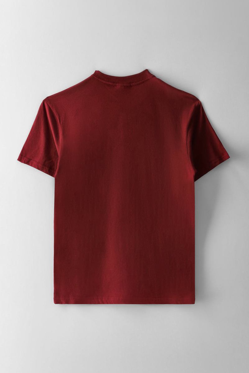 Boys Fire Headphone Print T-Shirt - Burgundy
