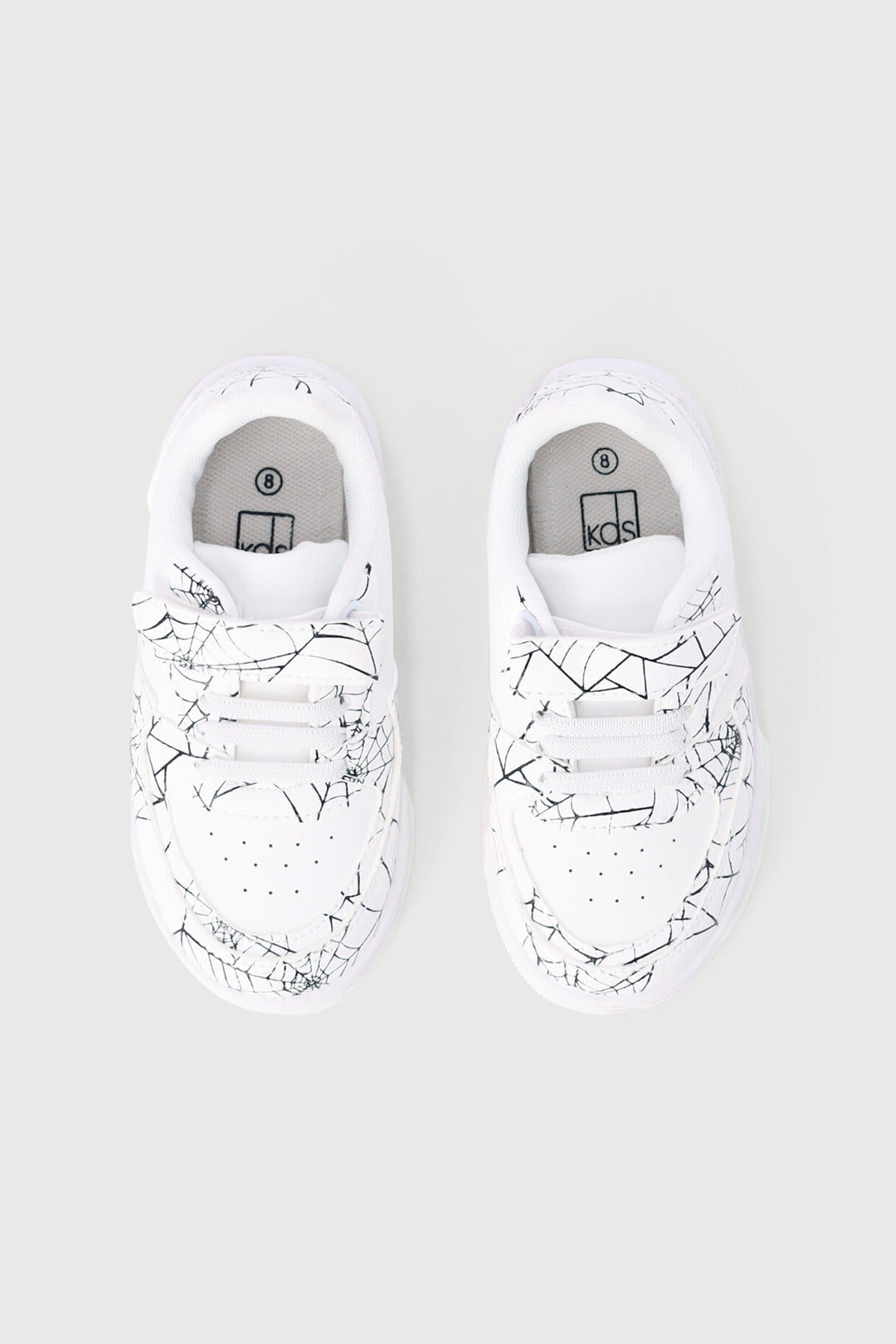 Pre-Boys Web Print Court Sneaker - White/Black