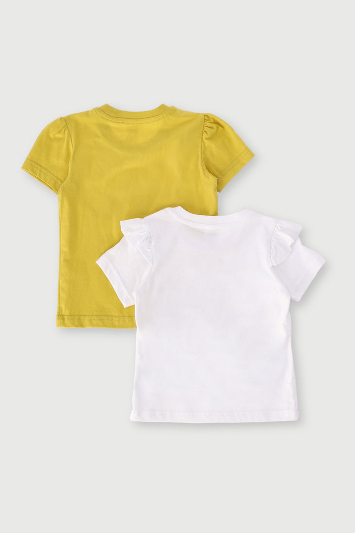 Pre-Girls 2 Pack Printed Tee - White/Yellow