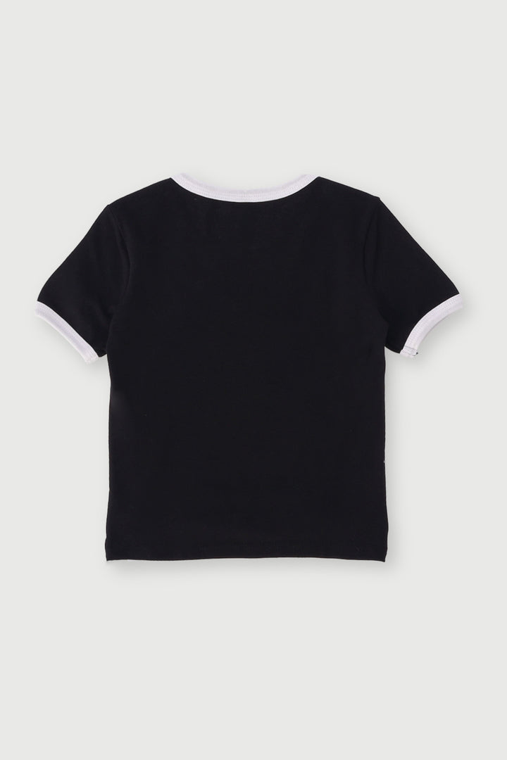 Pre-Girls Just A Girl Print Tee - Black