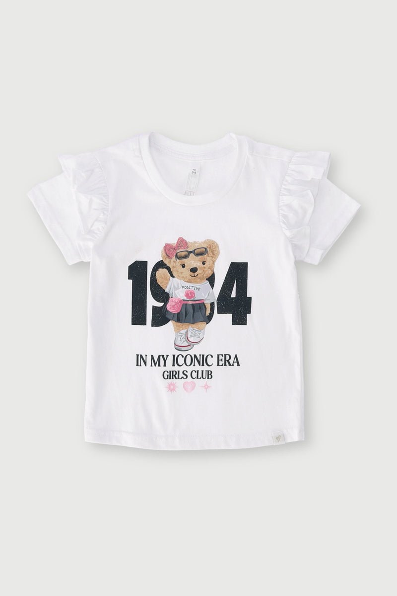 Pre-Girls 1984 Teddy Print Tee - White