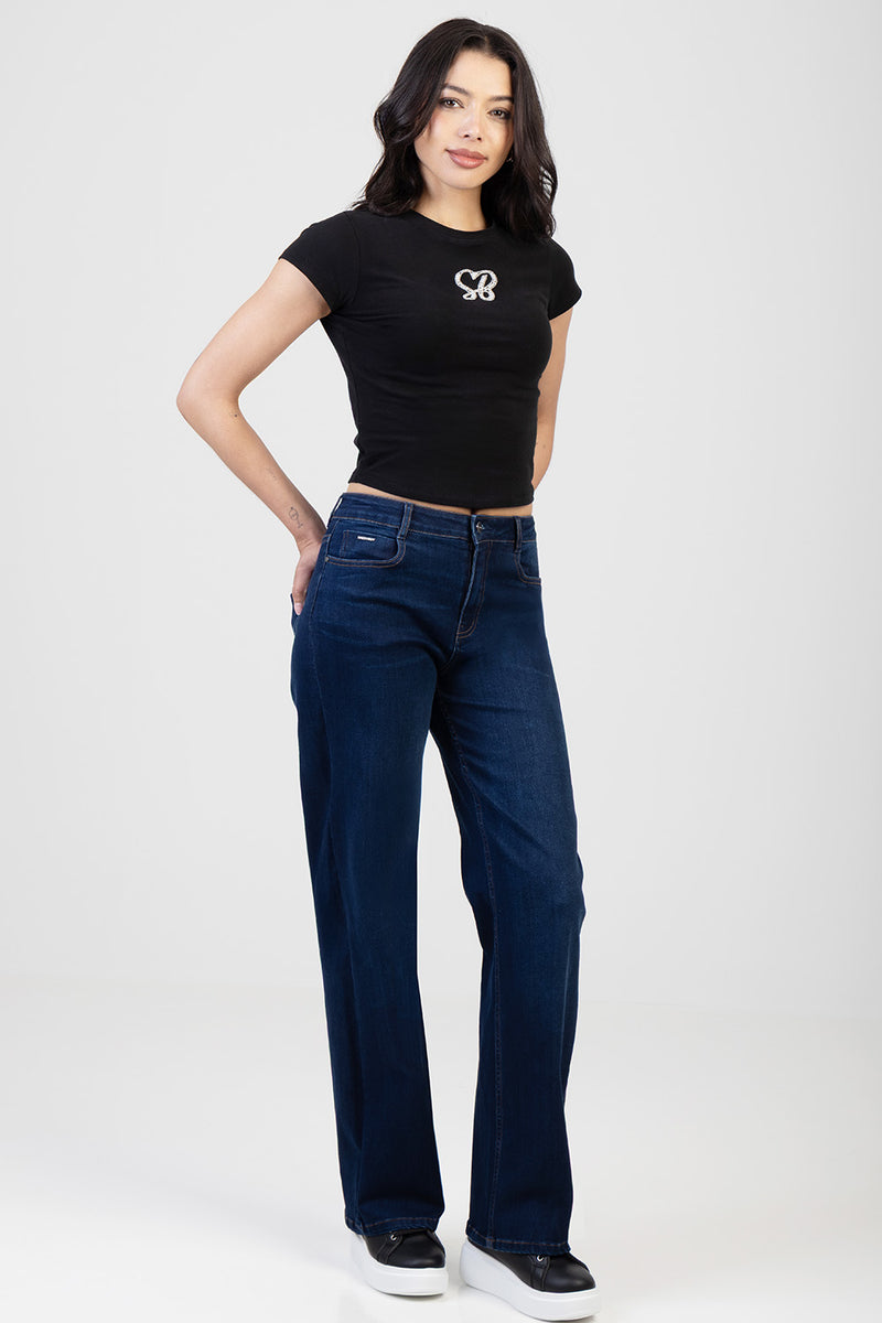 Sophia Wide Leg Denim - Mid Wash