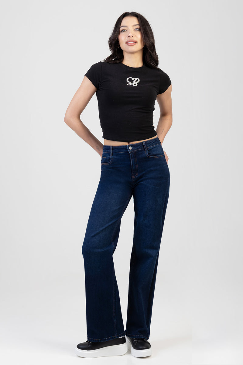 Sophia Wide Leg Denim - Mid Wash
