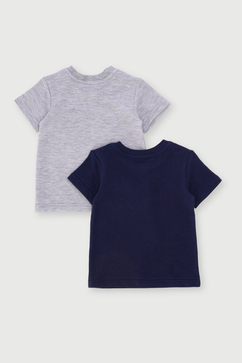 Baby Boys 2 Pack Bear Tee - Navy/Grey