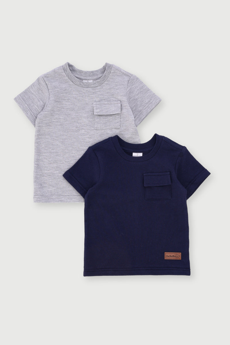 Baby Boys 2 Pack Bear Tee - Navy/Grey