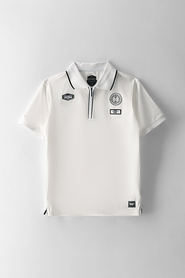 Boys Hopkins Zip Golfer - White