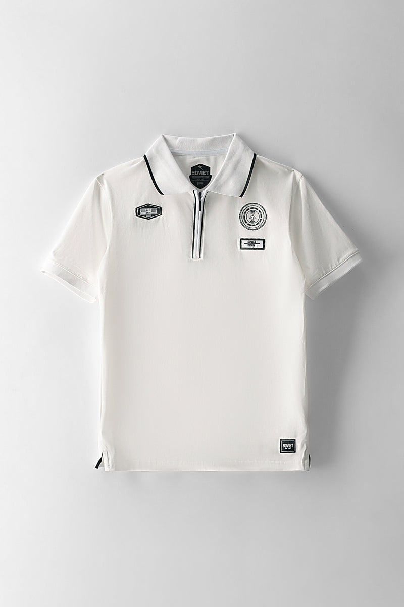 Boys Hopkins Zip Golfer - White