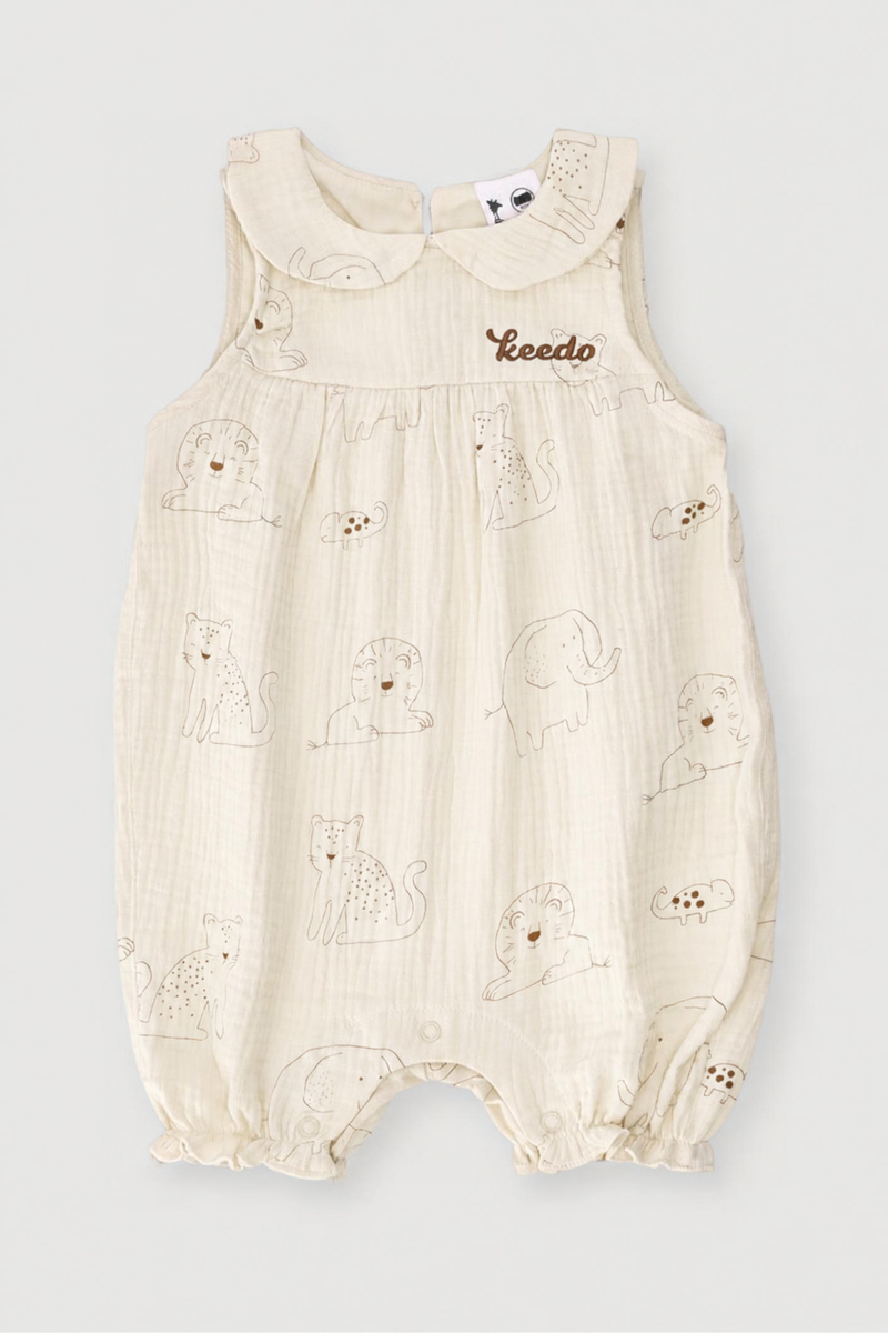 Keedo Baby Girls Collared Woven Romper