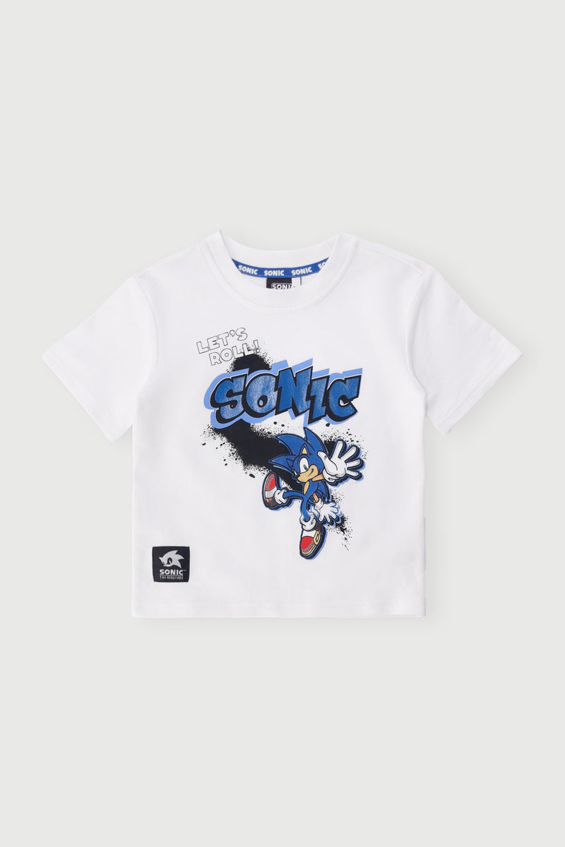 Pre-Boys Sonic Gloss Fleece Tee - White