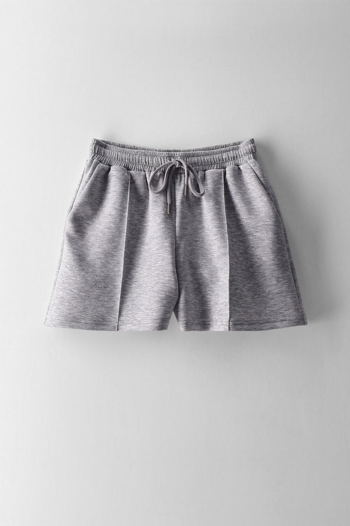 Girls Pintick Scuba Shorts - Grey