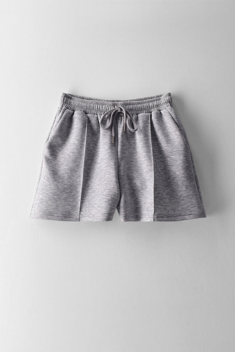Girls Pintick Scuba Shorts - Grey