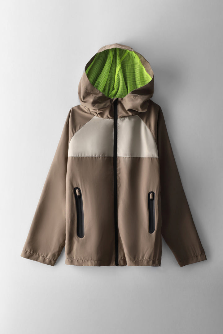 Boys Colour Blocked Windbreaker - Stone