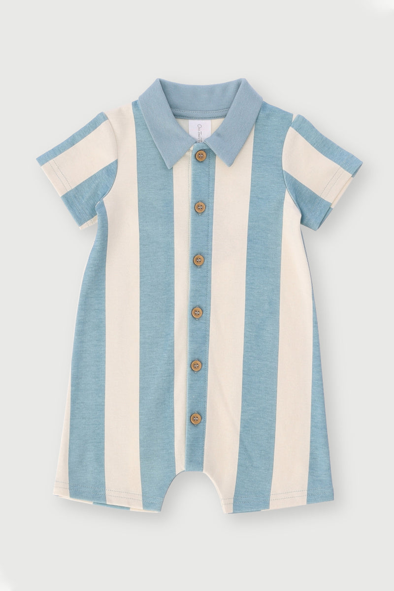 Baby Boys Stripe Golfer Romper - White