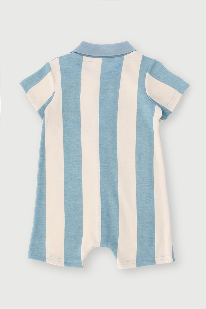 Baby Boys Stripe Golfer Romper - White