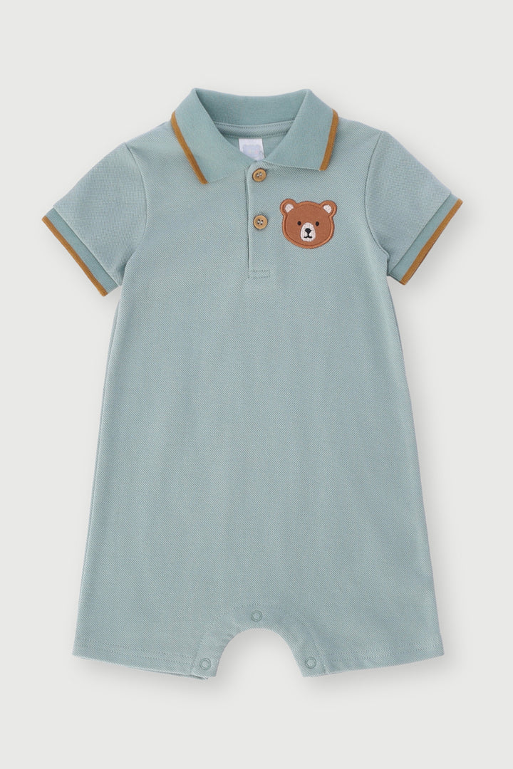 Baby Boys Bear Golfer Romper - Sage