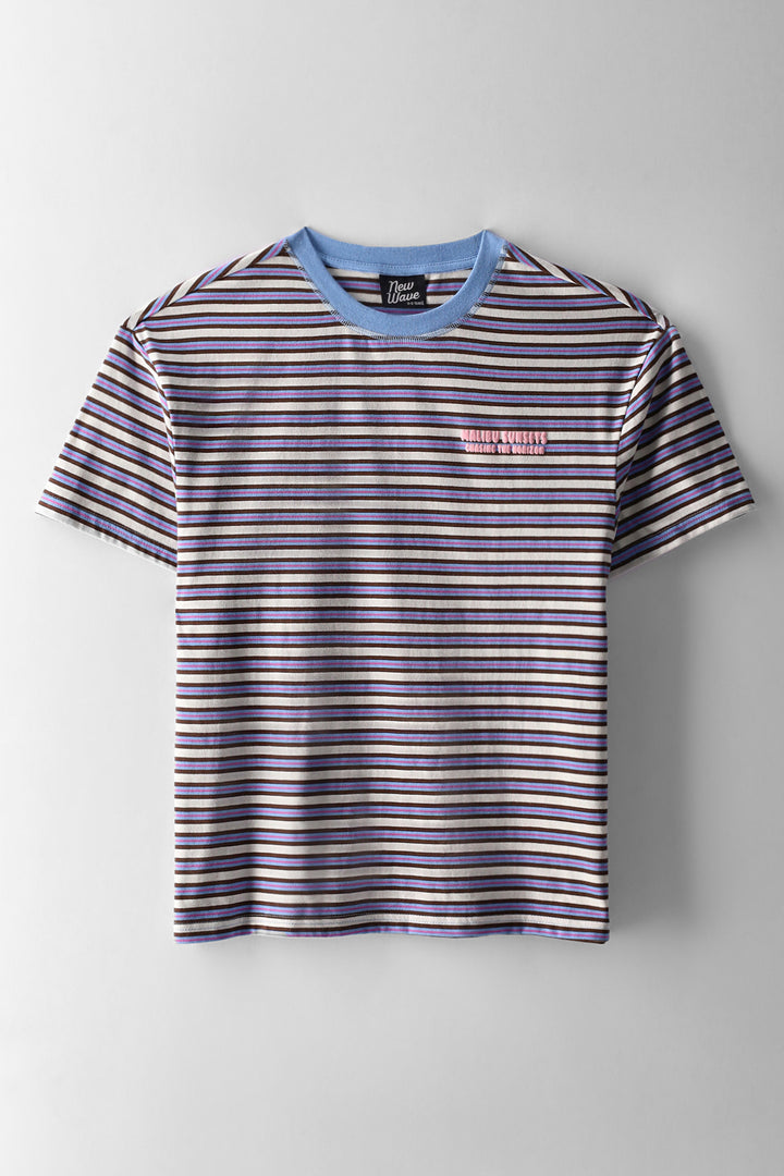 Girls Striped Slogan Oversized Tee - Multi