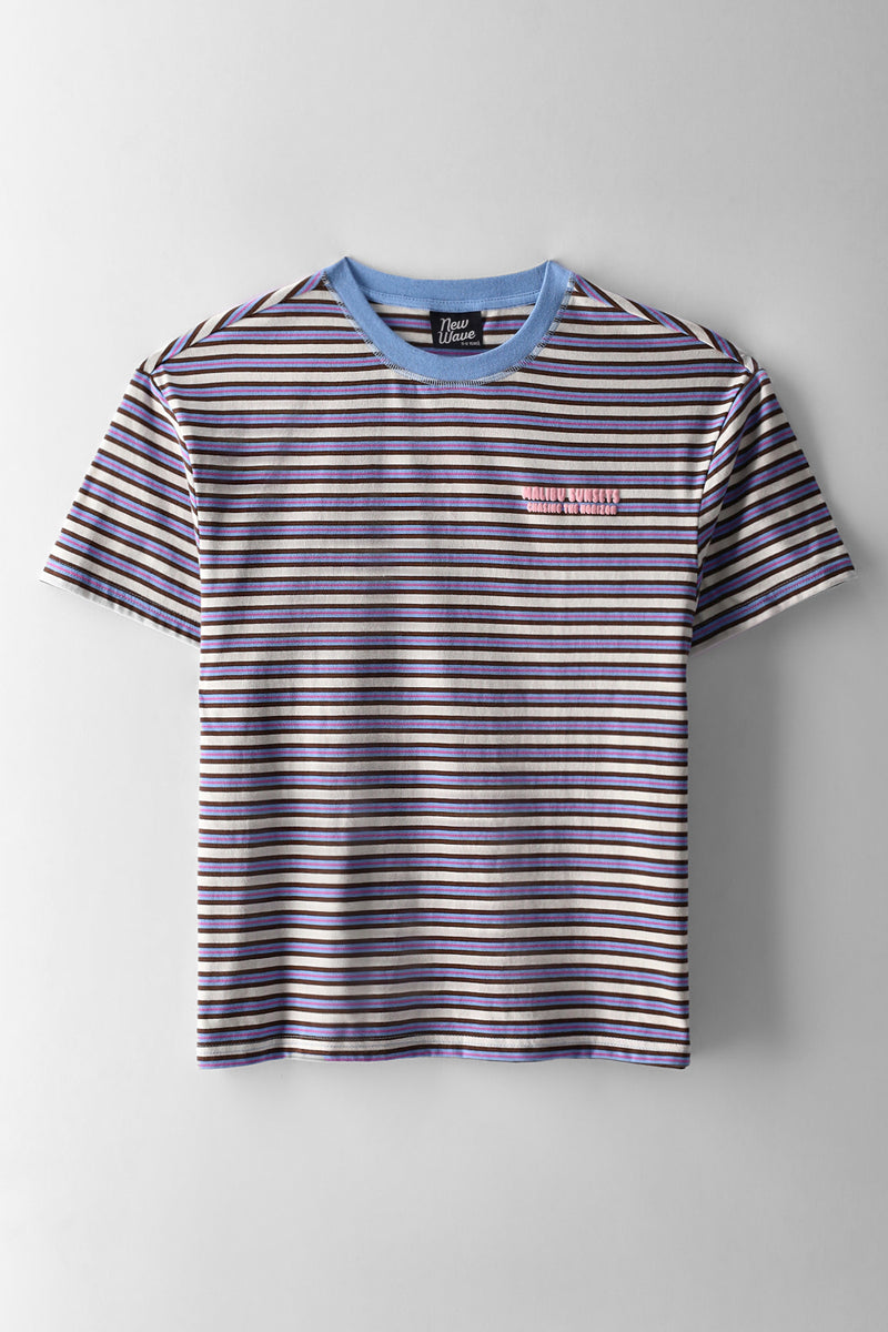 Girls Striped Slogan Oversized Tee - Multi