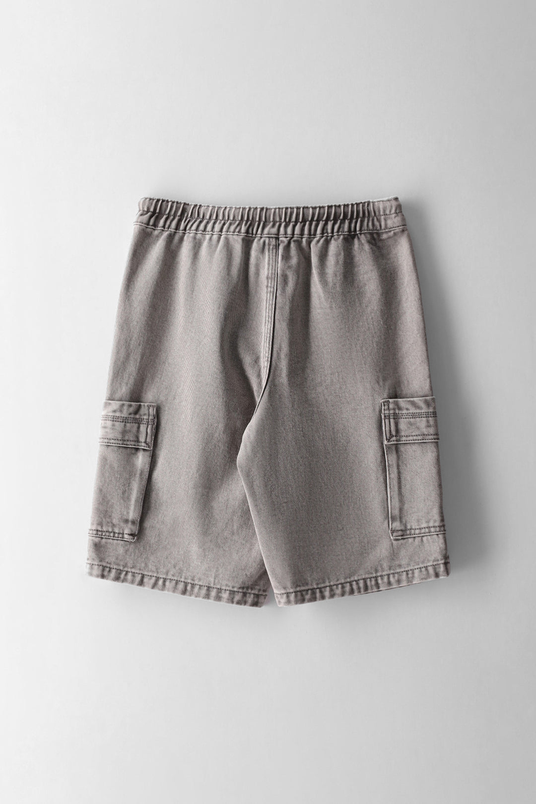 Boys Acid Wash Cargo Denim Short - Grey