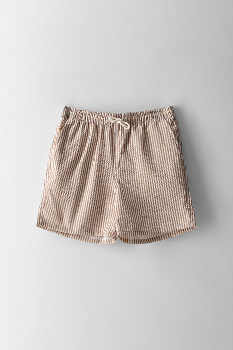 Boys Stripe Textured Swim Short - Stone/White