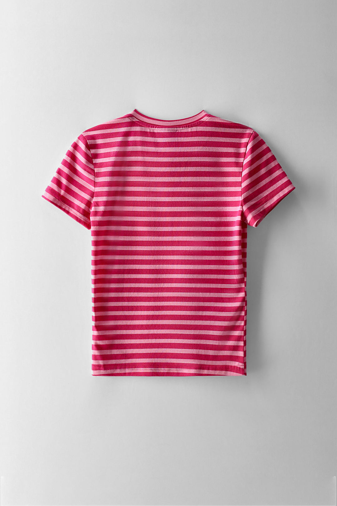 Girls Fitted 2 Tone Stripe Tee - Pink