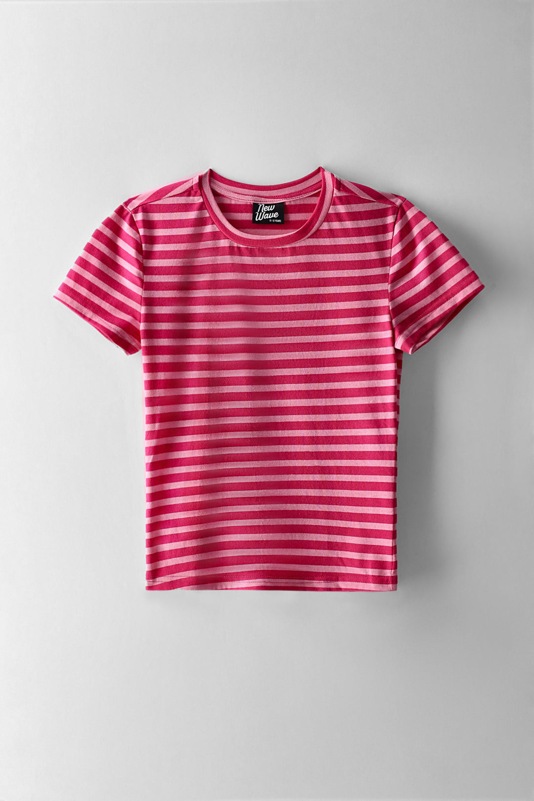 Girls Fitted 2 Tone Stripe Tee - Pink