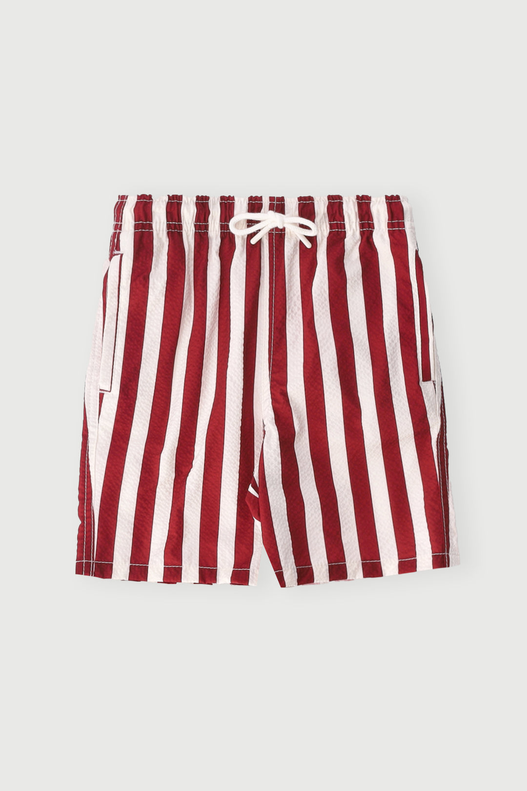 Pre-Boys Striped Seersucker Short - Burgundy