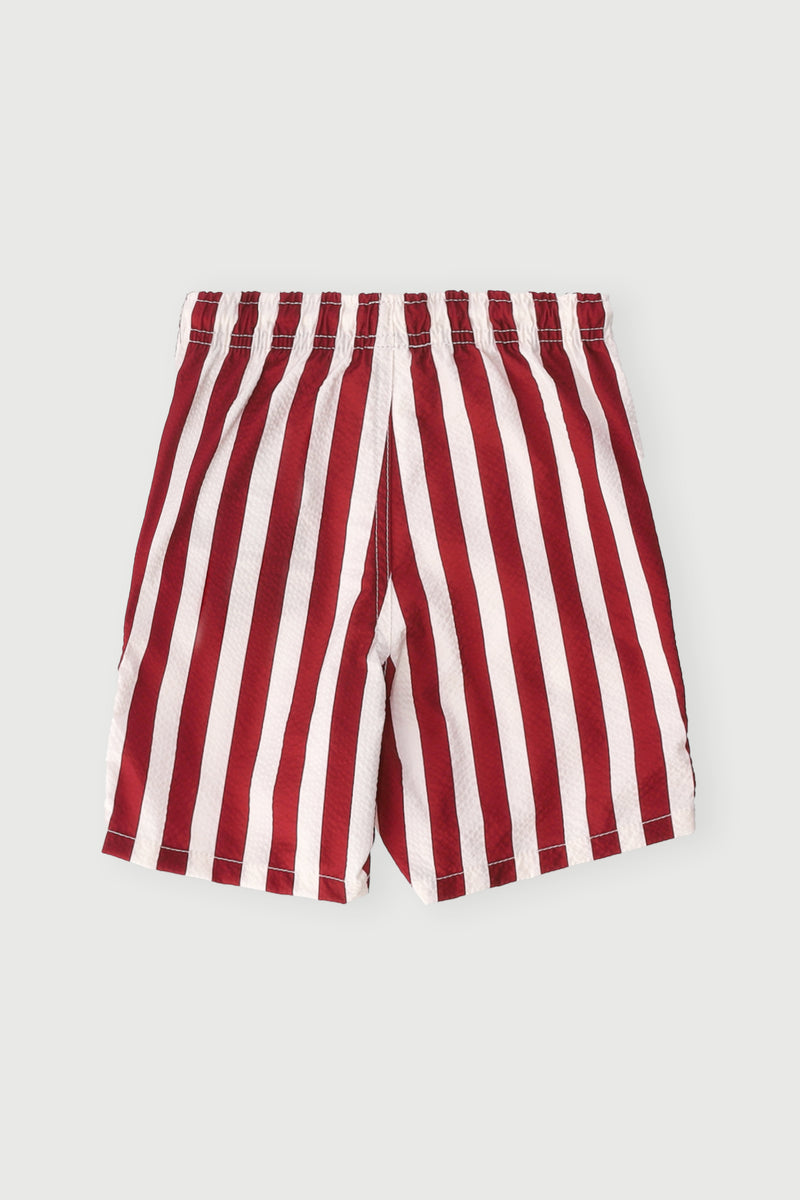 Pre-Boys Striped Seersucker Short - Burgundy