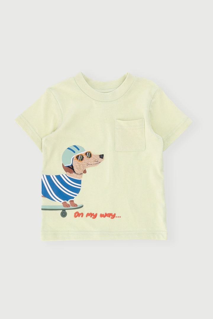 Baby Boys Puppy Graphic Short Sleeve Tee - Light Green
