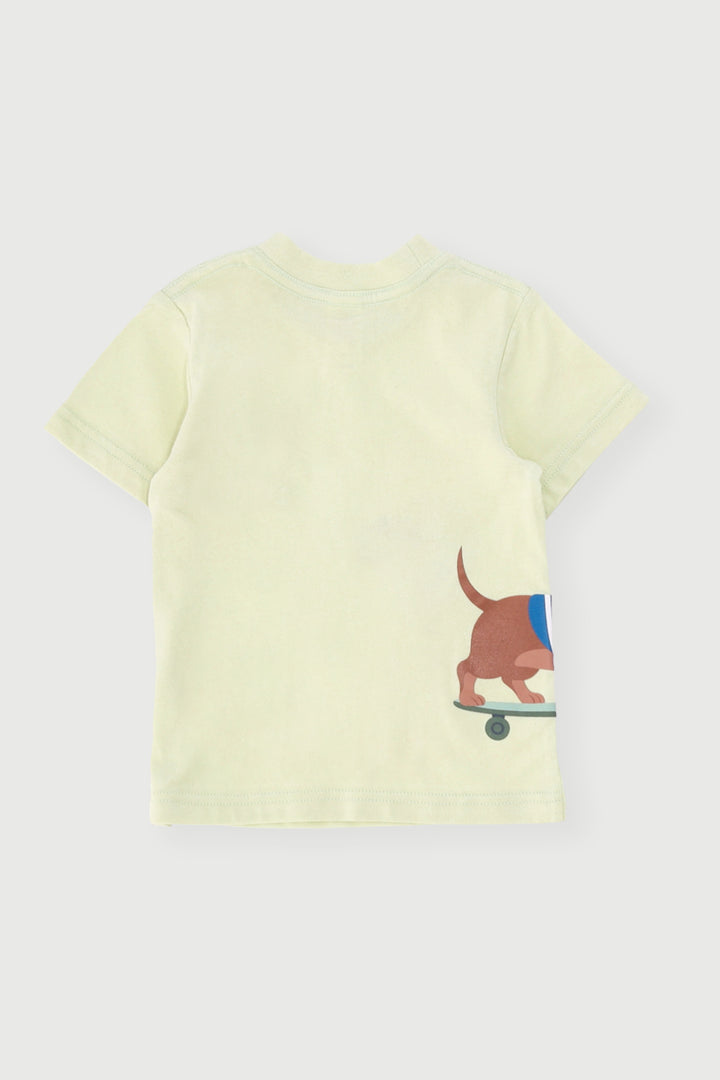 Baby Boys Puppy Graphic Short Sleeve Tee - Light Green