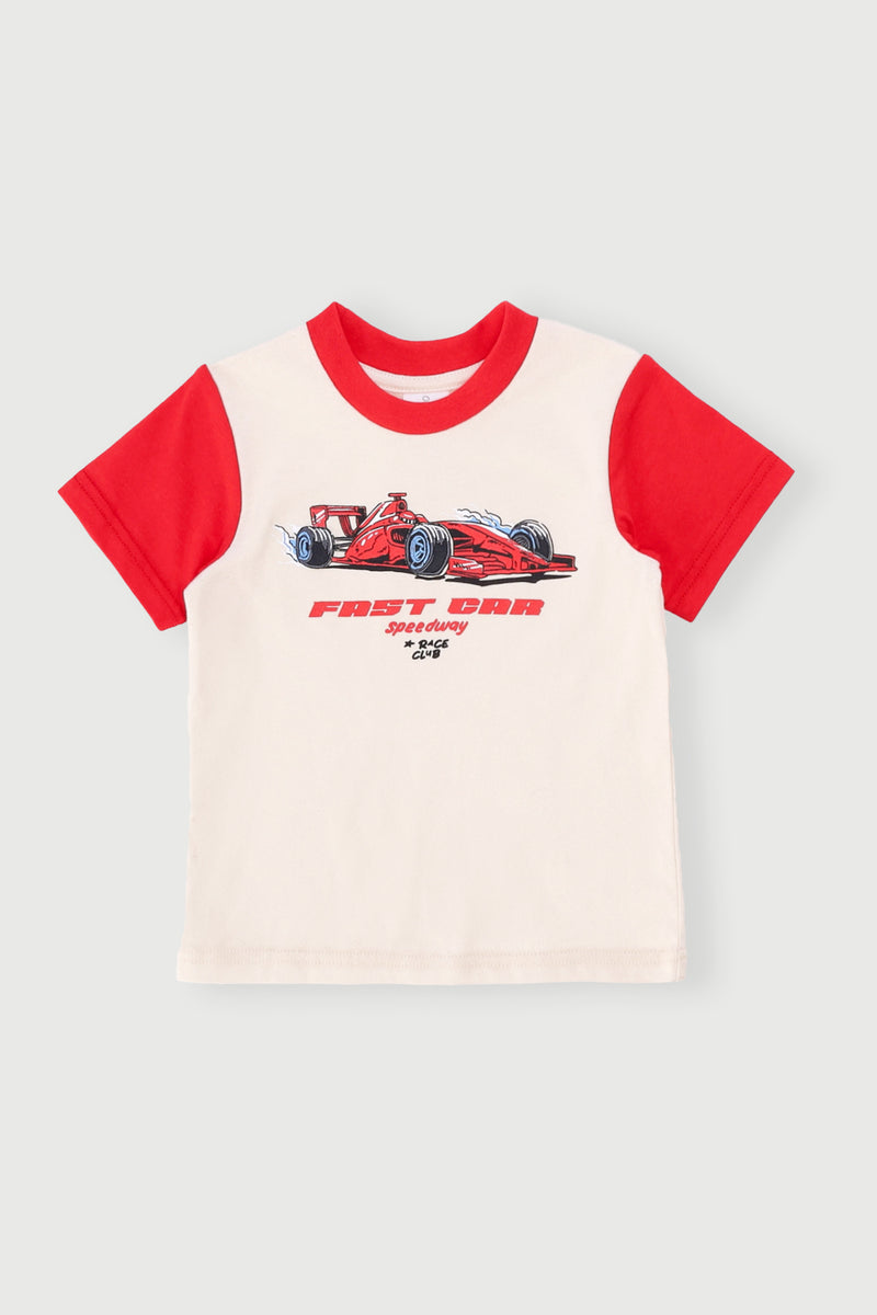 Baby Boys Motor Car Graphic Tee - Cream
