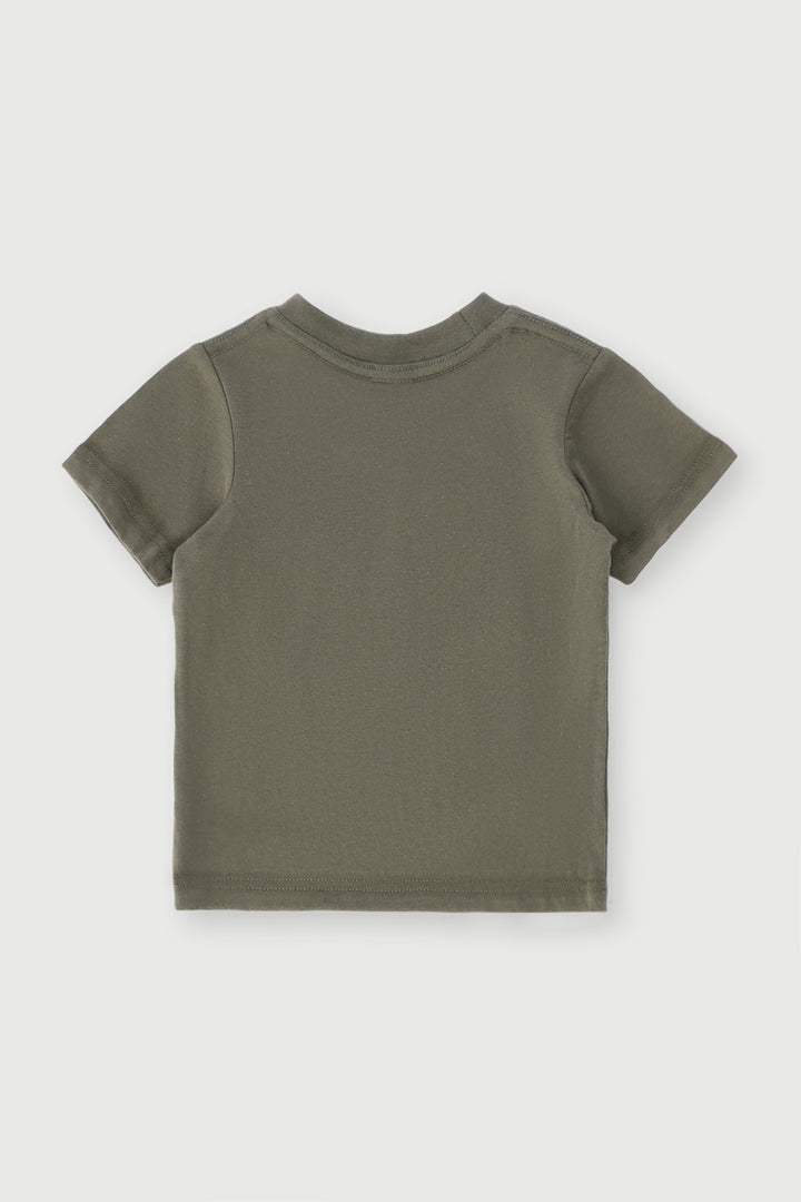 Baby Boys Short Sleeve Dino Tee - Fatigue/Cream