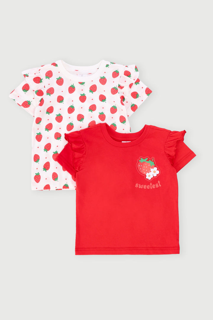 Baby Girls 2 Pack Strawberries Tee - Red