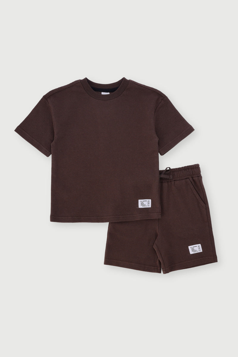Pre-Boys Ottaman Short Set - Brown