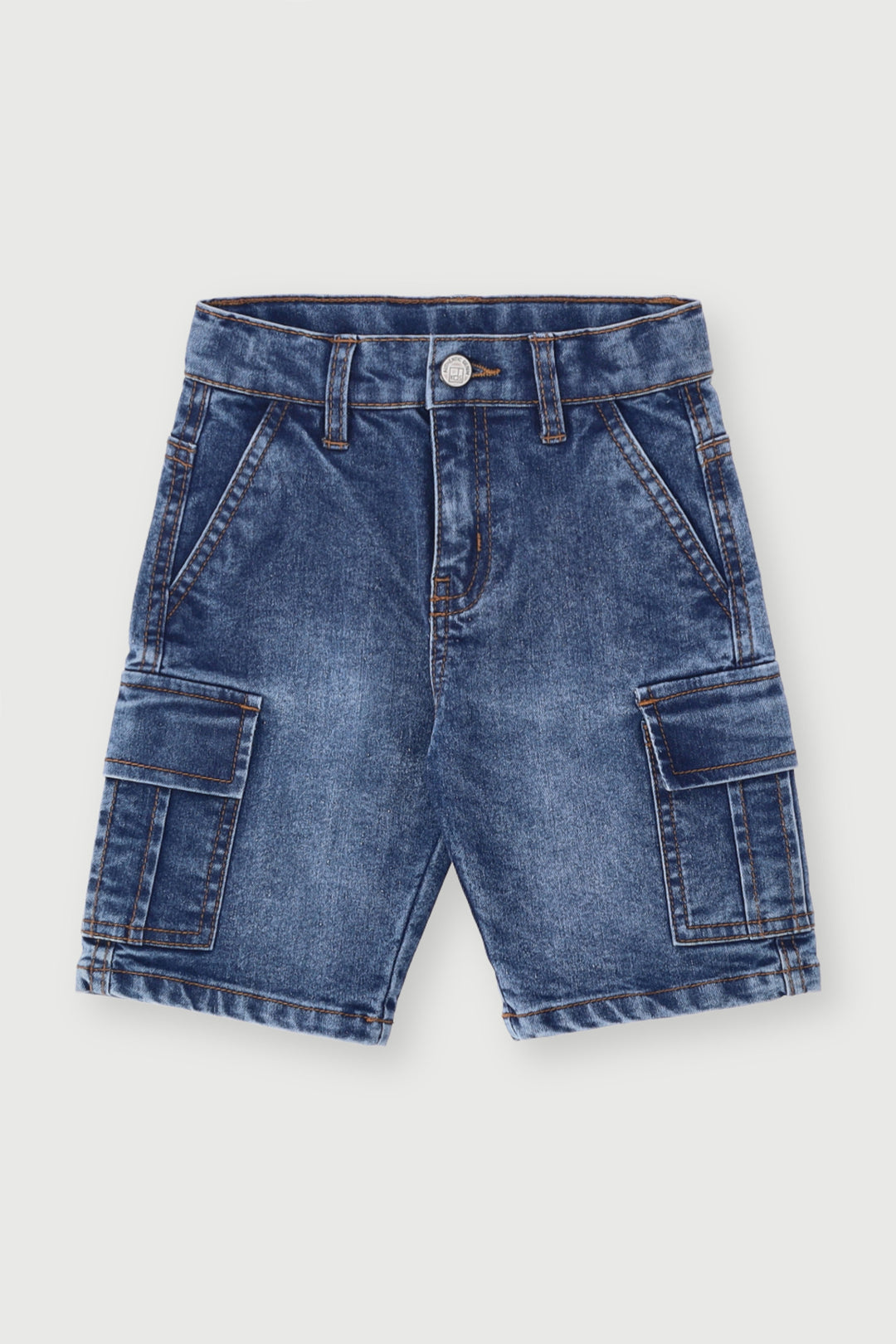 Pre-Boys Stretch Cargo Denim Short - Dark Blue