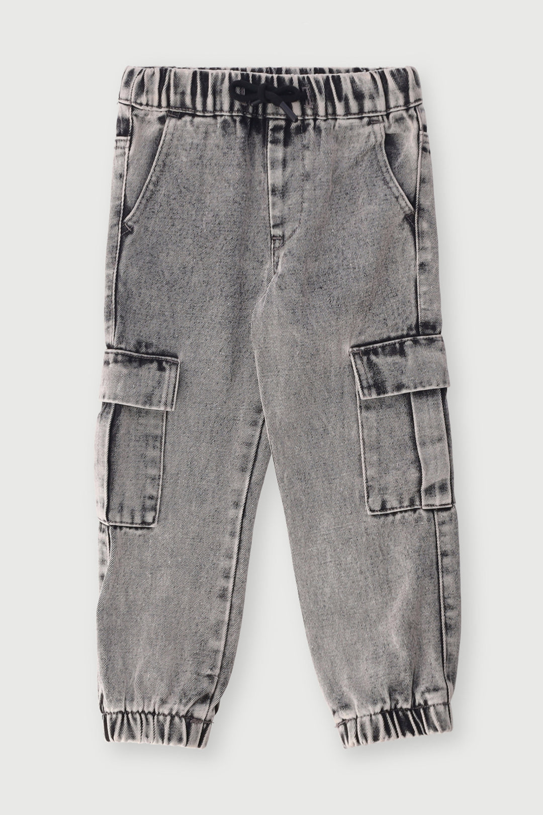 Pre-Boys Elasticated Cargo Grey Jogger Denim - Grey