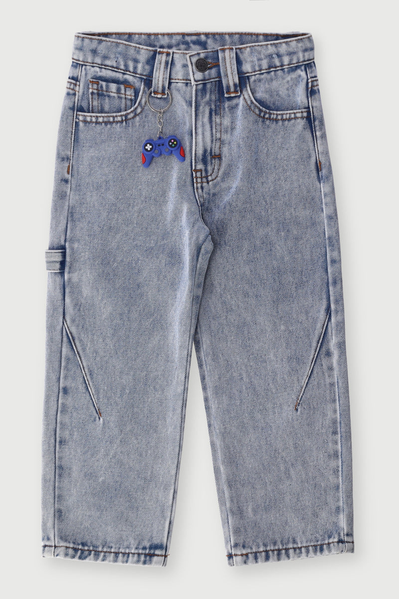 Pre-Boys Straight Novelty Keychain Denim - Bleach