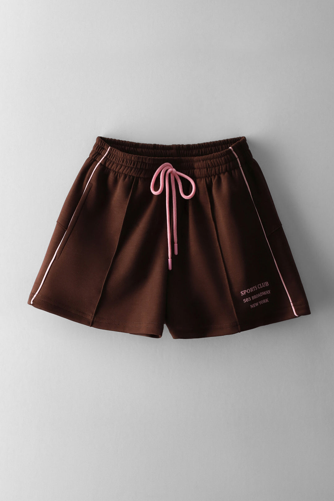 Girls Pleat Front Scuba Short - Brown