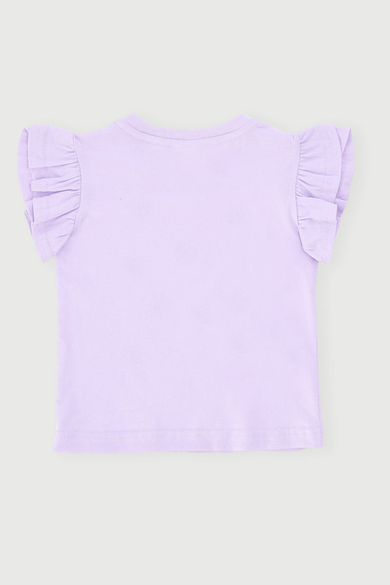 Baby Girls Flower Frill Top - Lilac