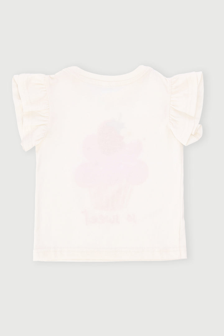 Baby Girls Fruit Frill Top - Cream