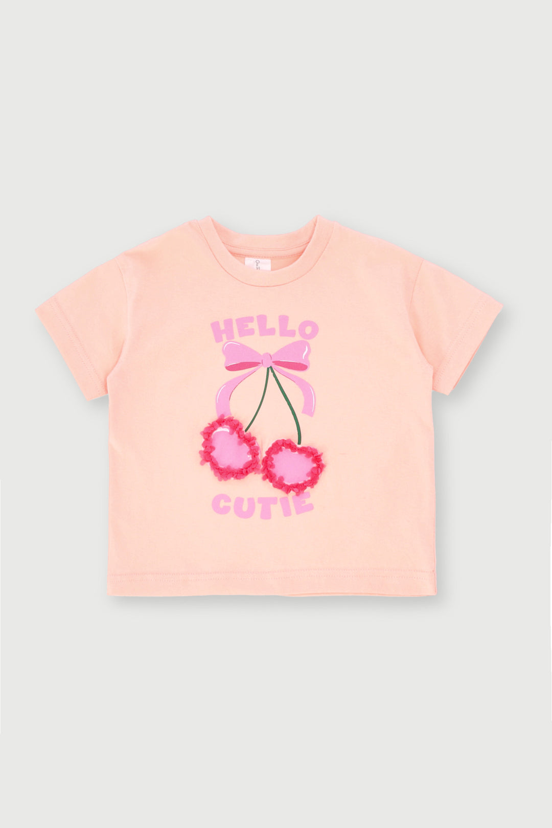 Baby Girls 3D Cherry Top - Peach