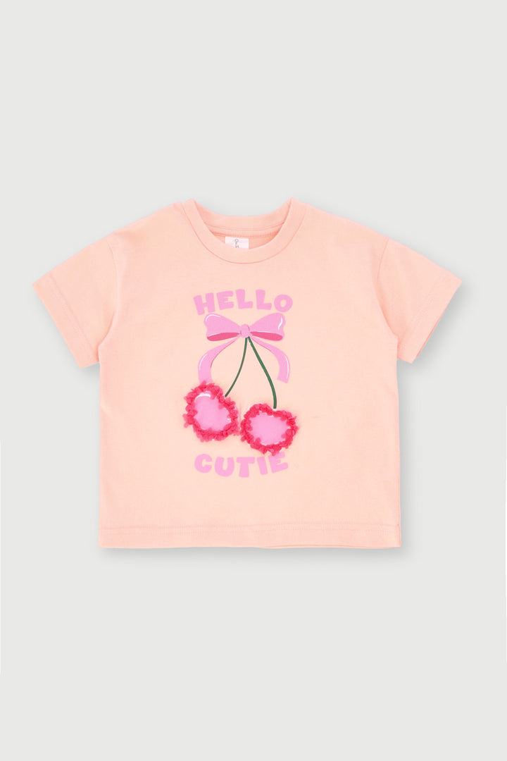 Baby Girls 3D Cherry Top - Peach