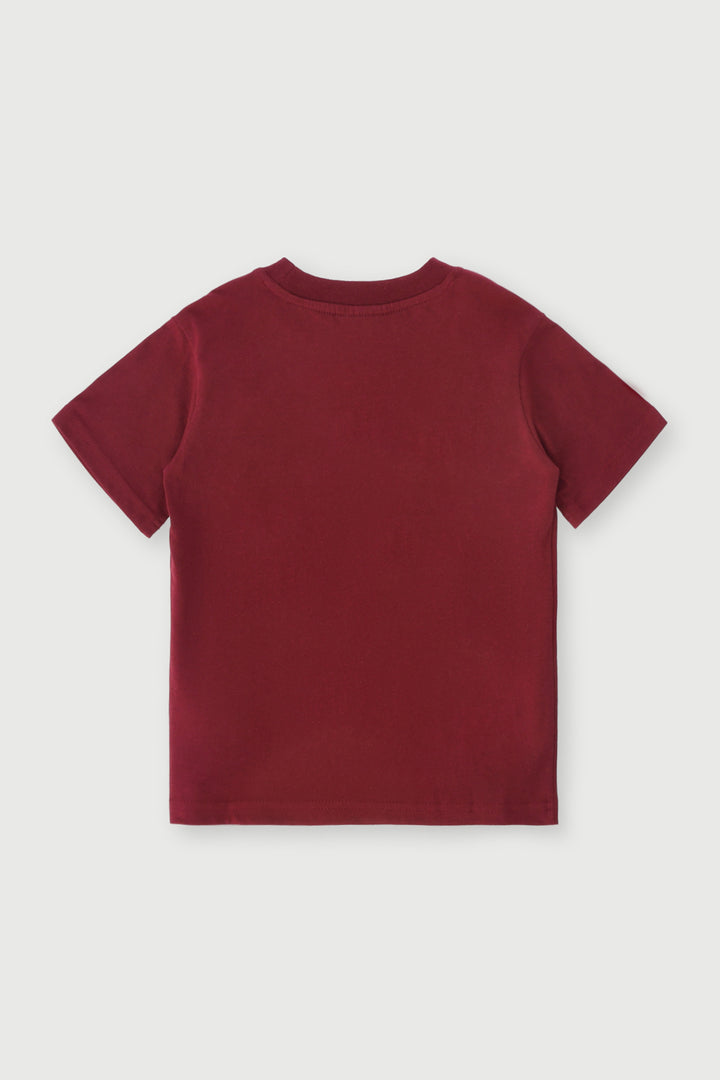 Pre-Boys Summer Palm Tee - Burgundy