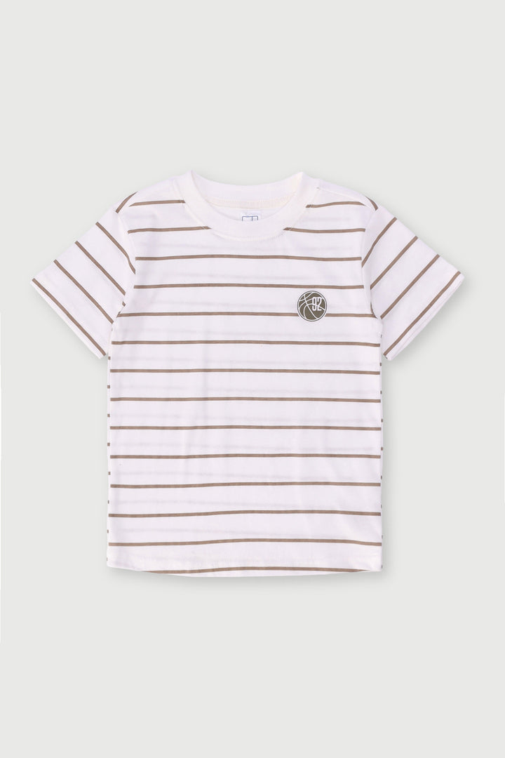 Pre-Boys Stripe Palm Tee - Dark Stone/White