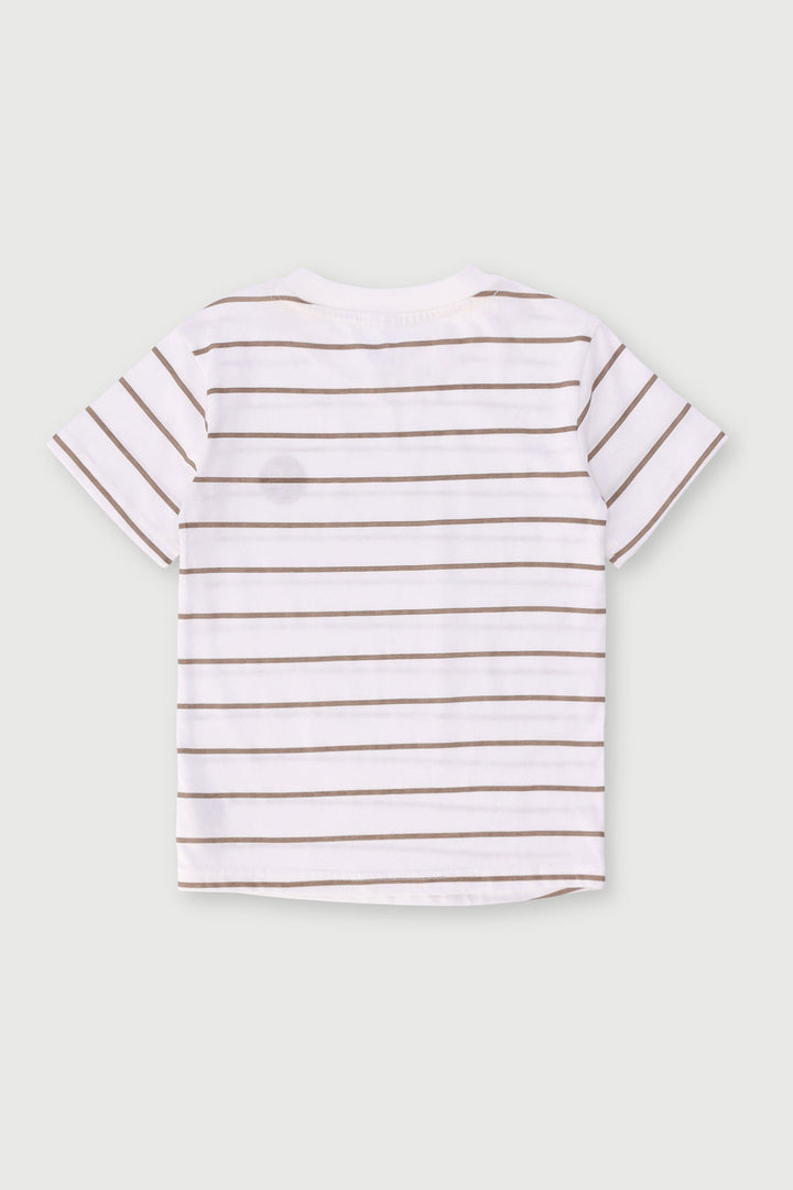 Pre-Boys Stripe Palm Tee - Dark Stone/White